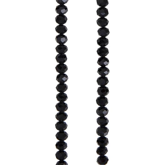 Black Faceted Glass Rondelle Beads, 6mm by Bead Landing&#x2122;